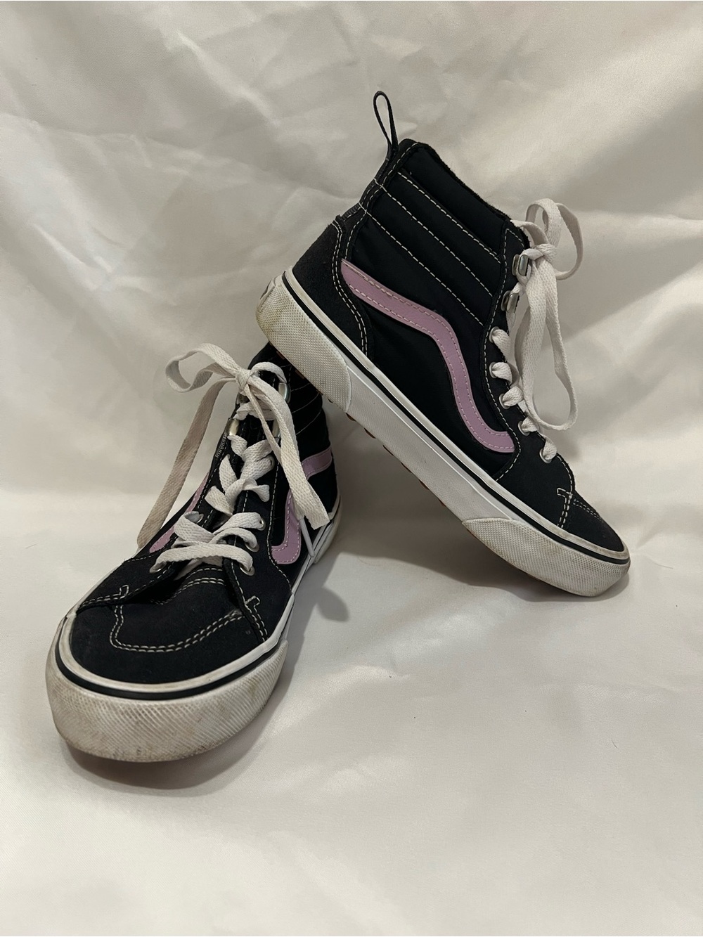 Vans Black High-Top Sneakers with Light Purple Sidestripe
